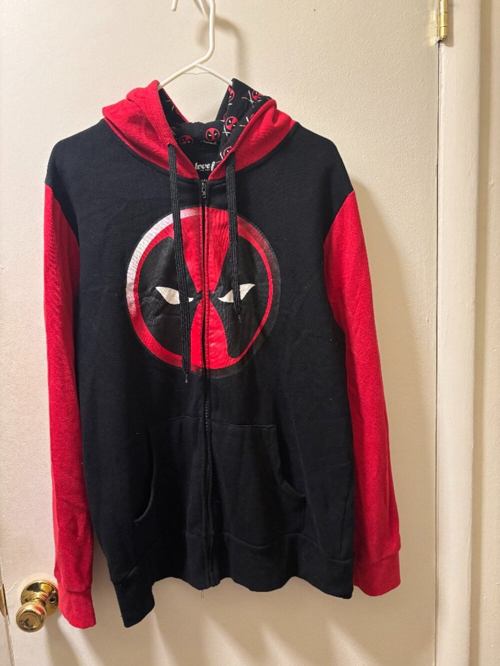 Deadpool Symbol Red Hood Zip-Up Hoodie
